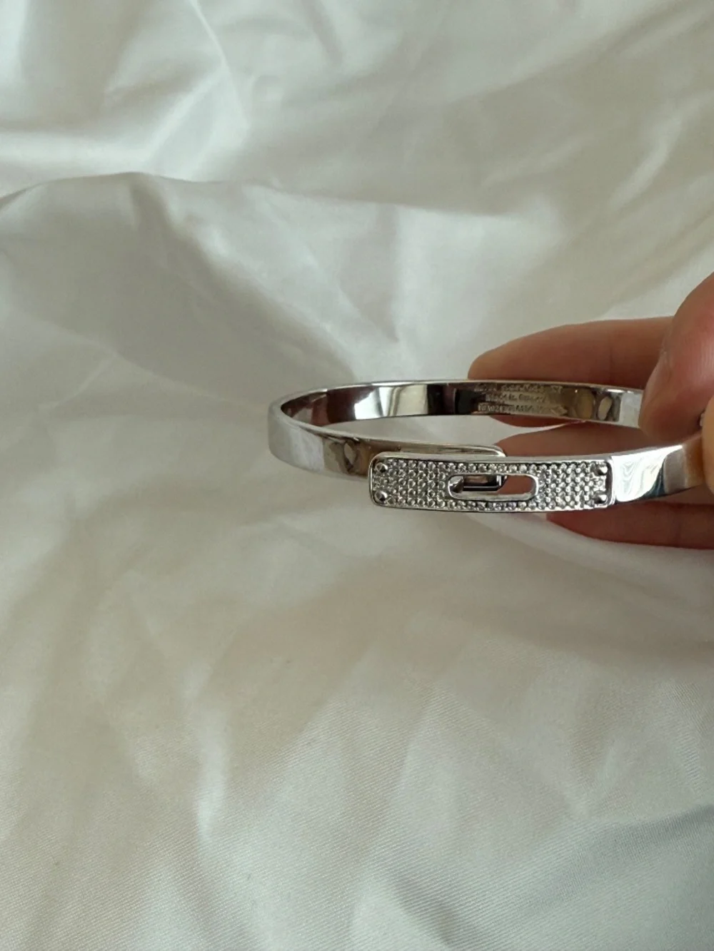 ✨Hermes. Silver Diamond PM Kelly Pave Bracelet SH